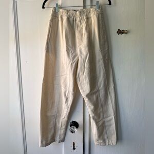 Zara Men's Cream Corduroy Elastic-Waist Trousers